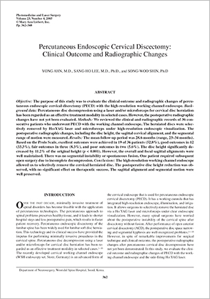 Percutaneous endoscopic cervical discectomy: clinical outcome and radiographic changes
