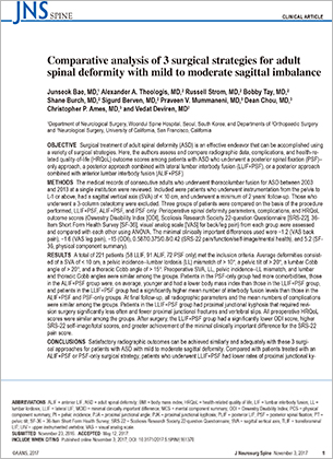 Comparative analysis of 3 surgical strategies for adult spinal deformity with mild to moderate sagittal imbalance